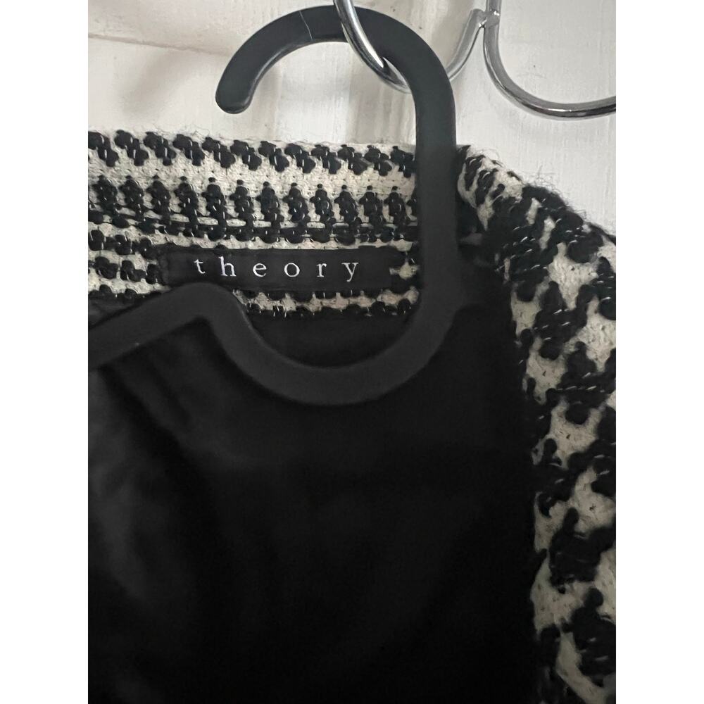 Theory Houndstooth Open Front Sample Wool Blazer … - image 3